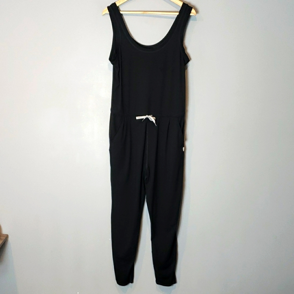 Vuori Jumpsuit Womens Small Black Lux Harem Tank Sleeveless Ankle Knit Pull On
